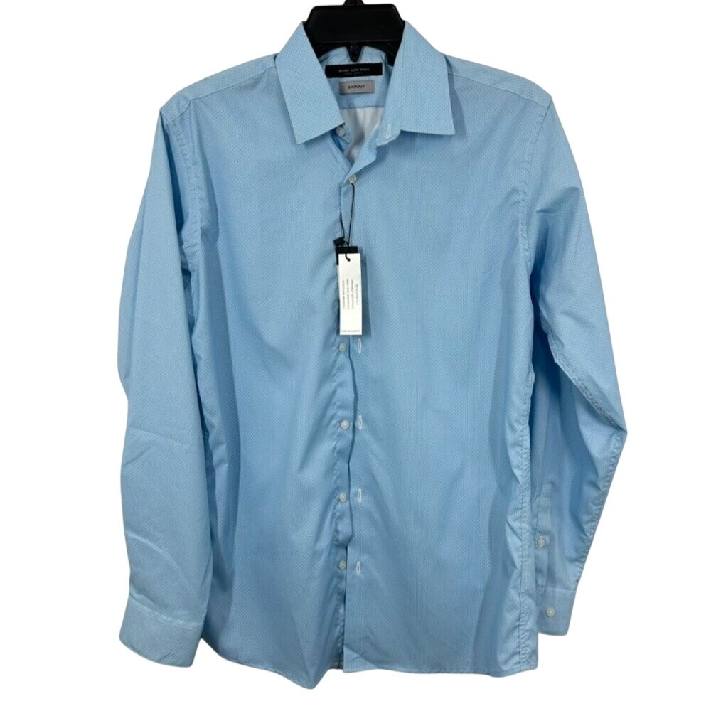 Marc New York Light Blue Technical Fabric Button Down Dress Shirt Formal NWT